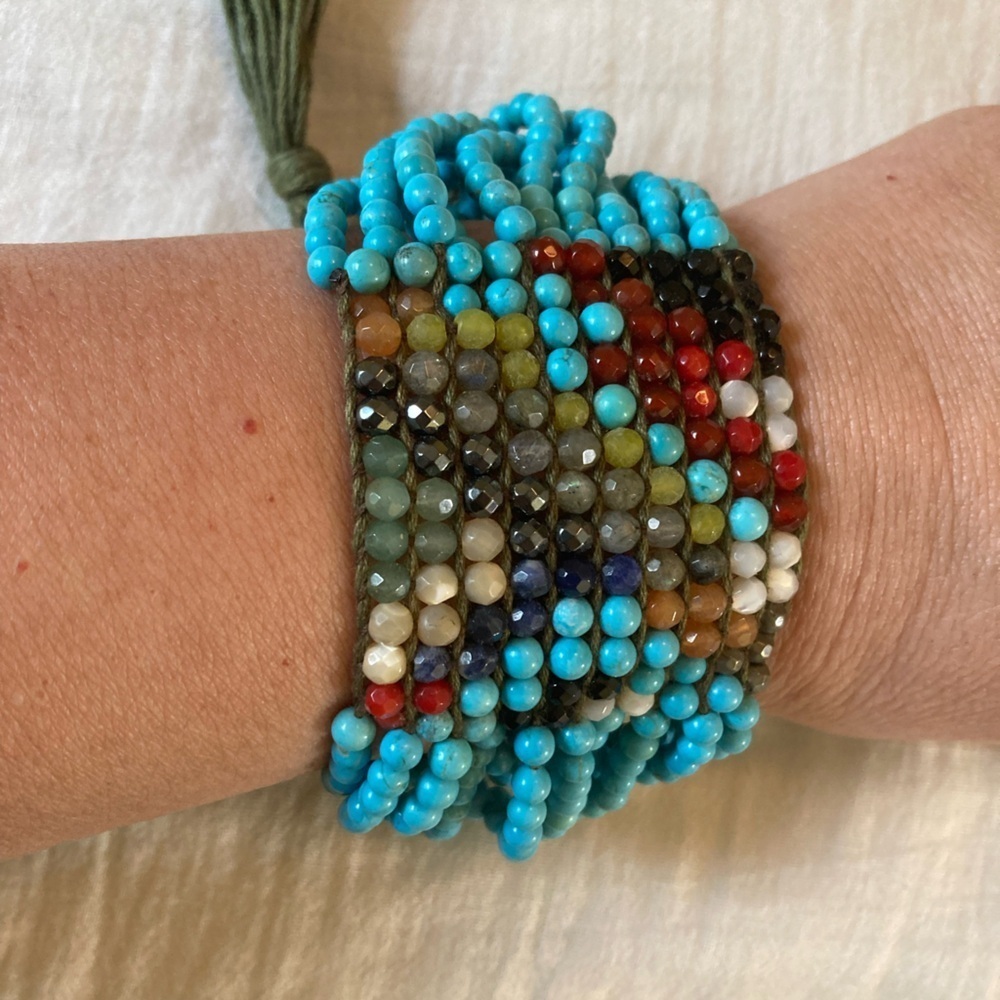 Chan Luu Sterling Silver 925 Turquoise Beads & Multi Colored Agate Bracelet‎ - Picture 8 of 14
